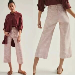 Anthropologie Pilcro James Cropped Wide-leg Pink Acid Wash Pants